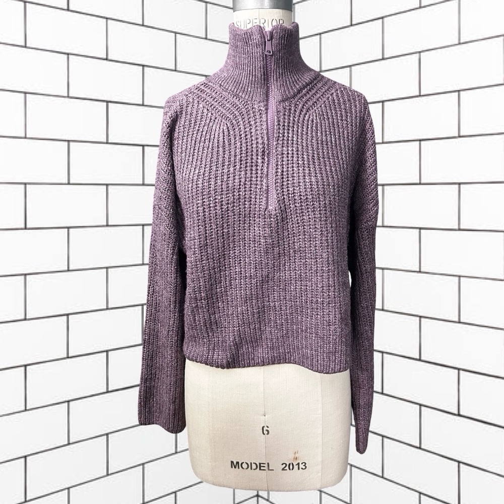 BDG Urban Outfitters Chunky Half Zip Fisherman Sweater Purple Size Extra Small